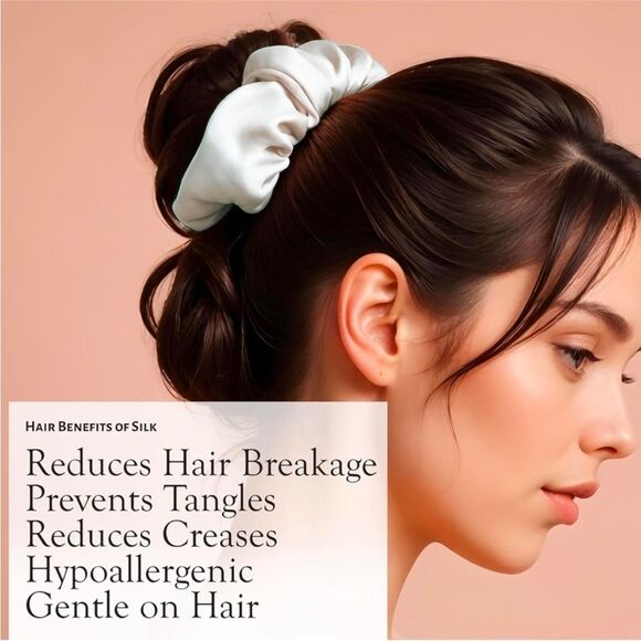 Silk Pillowcase, Scrunchie, Eye Mask Set - White Brand new in the box - Picture 3 of 4